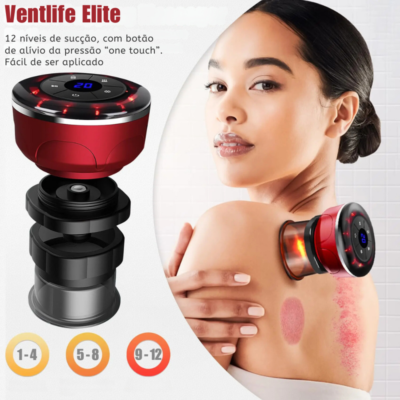 Ventlife Elite - Dispositivo Elétrico de Ventosaterapia Com 8 Copos Ajustáveis