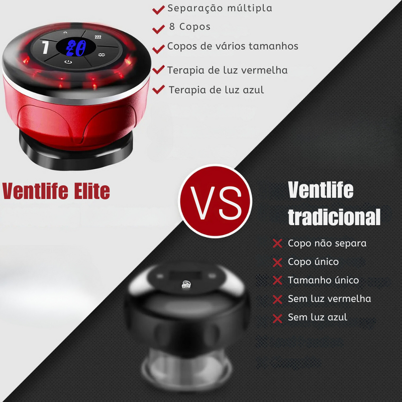 Ventlife Elite - Dispositivo Elétrico de Ventosaterapia Com 8 Copos Ajustáveis