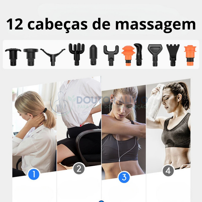 UndePulse - Pistola de Massagem Profissional 12 Cabeças